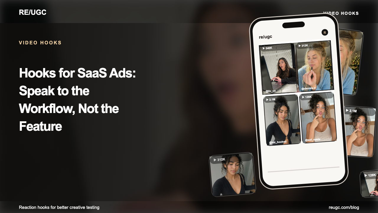 UGC visual for Hooks for SaaS Ads: Speak to the Workflow, Not the Feature
